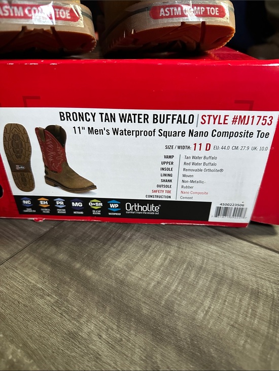 Justin Boots Two-Tone Tan & Red Work Cowboy Boots main image 4